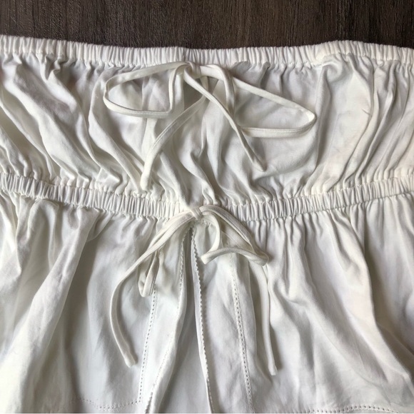 Reformation Rowan Strapless Top Size Small White Cotton Poplin Crop Ties Bows - Picture 3 of 10